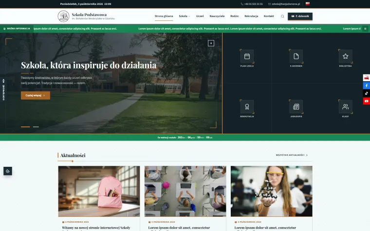 Projekt strony szkoły – szablon 0003 systemu Strony z Klasą
