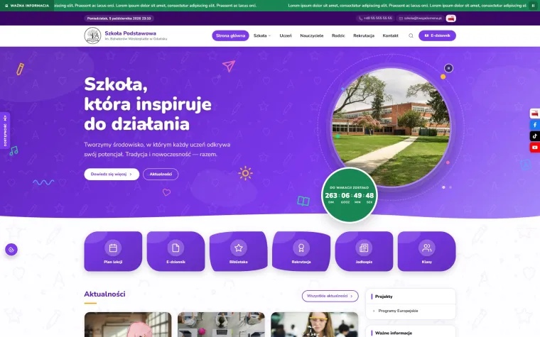 Projekt strony szkoły – szablon 0004 systemu Strony z Klasą