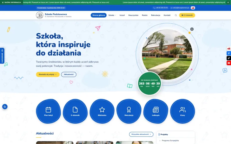 Projekt strony szkoły – szablon 0005 systemu Strony z Klasą