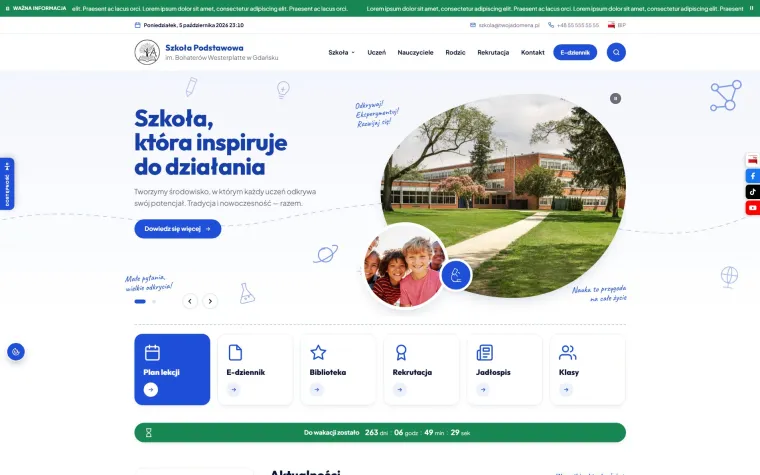 Projekt strony szkoły – szablon 0006 systemu Strony z Klasą