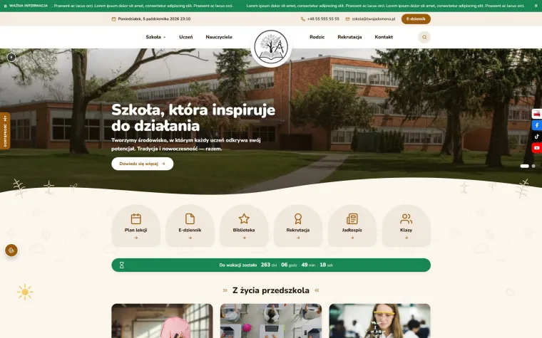 Projekt strony szkoły – szablon 0007 systemu Strony z Klasą