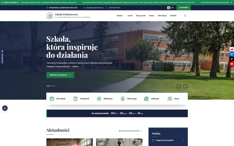 Projekt strony szkoły – szablon 0008 systemu Strony z Klasą